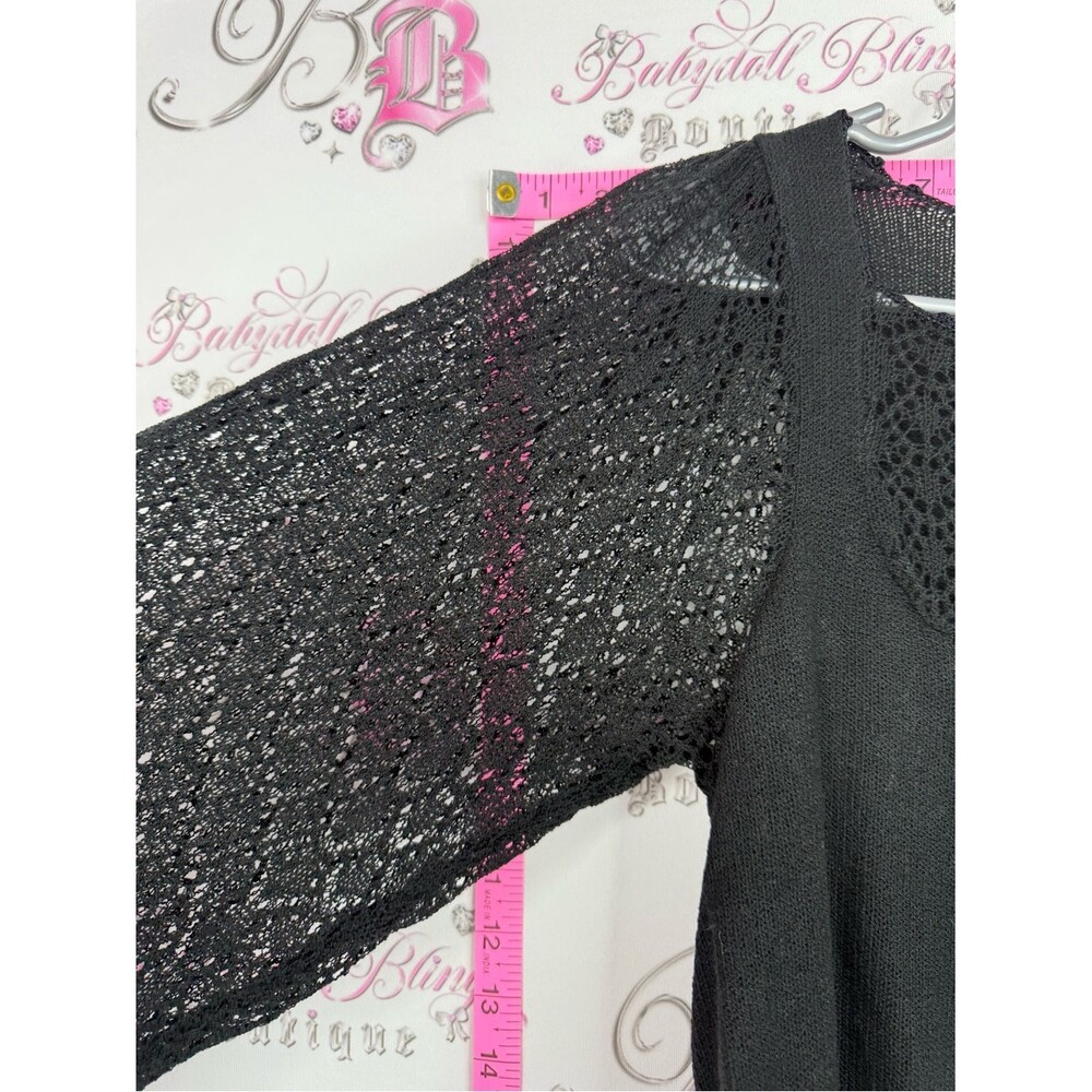 DRA LOS ANGELES shirt black Lace Sleeve Knit Top new with tags - Picture 9 of 15